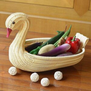 High Quality Wholesale Creative Animal Shapes Design Food Bread Plastic Fruit Rattan Picnic Gift Storage Baskets for Kitchen