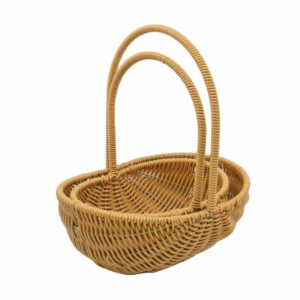Wholesale Natural Handmade Multi-Functional Fruit Rattan Wicker Picnic Gift Storage Baskets With Handle Kitchen Desktop Camping