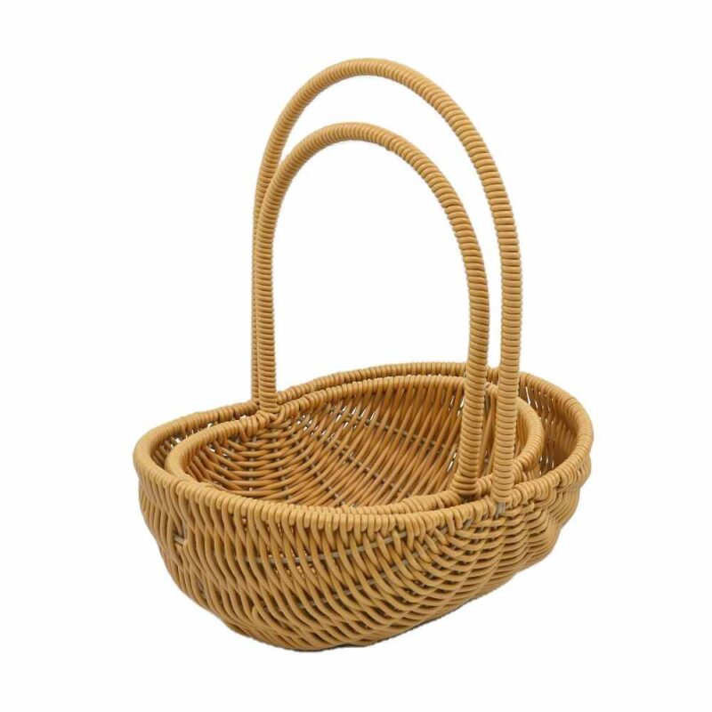 1 Wholesale Natural Handmade Multi-Functional Fruit Rattan Wicker Picnic Gift Storage Baskets With Handle Kitchen Desktop Camping