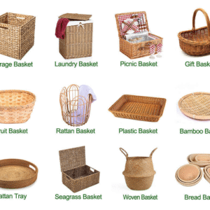 Factory Direct Sustainable Handmade Vintage Rectangle Large Capacity Rattan Picnic Gift Storage Basket Lid Camping Outdoor