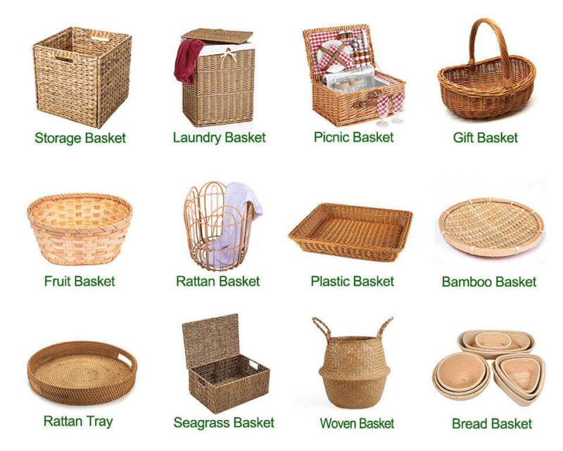 Factory Direct Sustainable Handmade Vintage Rectangle Large Capacity Rattan Picnic Gift Storage Basket Lid Camping Outdoor