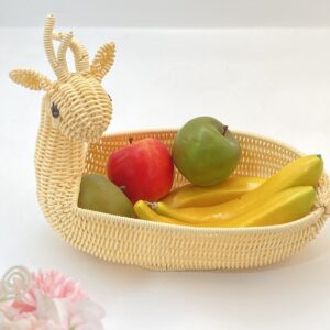 Handwoven Multi-Functional Animal Shape Food Plastic Fruit Wicker Gift Storage Baskets Tray for Serving Home Decoration