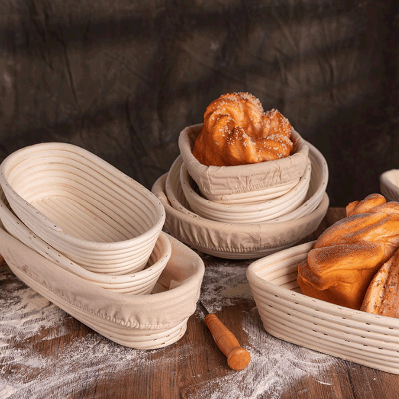 Rattan Basket for Bread Baking Storage Baskets Oval Shape Banneton Bread Proofing Basket, Sourdough Brotform Natural DIY