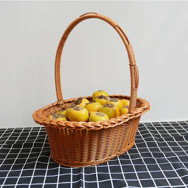 2 Rattan Woven Basket for Gifts Picnic Empty Fruit Gift Baskets Hand Woven Garden Holder Eco-friendly Plastic Storage