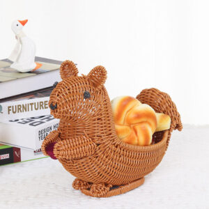 Wholesale Eco Friendly Handmade Animal Shape Snack Plastic Fruit Rattan Picnic Gift Storage Baskets for Desktop Living Room