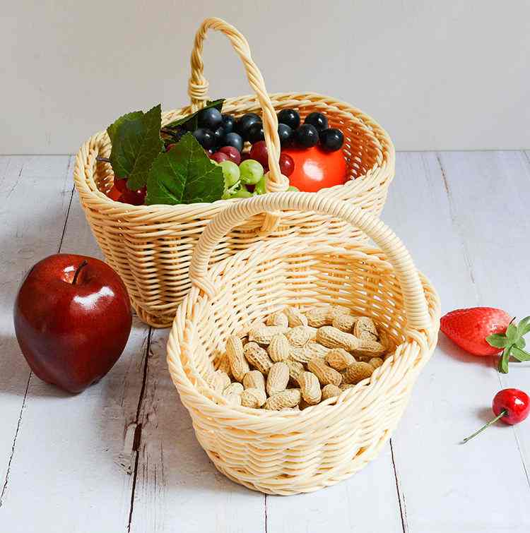 Woven Storage Baskets Fast Food Tray Plastic Basket With Handles Noodle Board Eco-friendly Storage Boxes & Bins With Handle