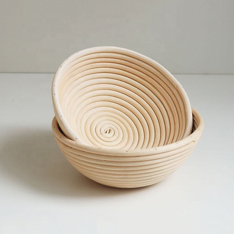 Food Grade Natural Handmade Round Wicker Woven Sourdough Banneton Bread Proofing Storage Baskets for Kitchen Restaurant Display
