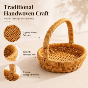 Boho Eco Friendly Handmade Oval Egg Plastic Flower Fruit Woven Wicker Gift Storage Baskets With Handle Restaurant Kitchen