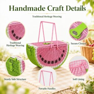 New Stylish Watermelon Shape Fruit Basket Handmade Woven Rattan Basket Natural Eco Friendly Kitchen Storage Basket