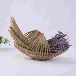 Home Decor Bamboo Basket Straw Rattan Handmade Organizer Eco-friendly Storage Baskets Boat Shape Bamboo Storage decor
