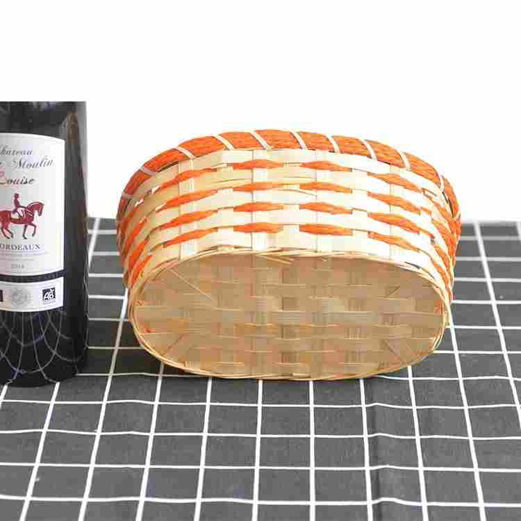 Hot Sales Hand Woven Bamboo Basket Small Decorate Oval Colorful Handmade Gift Storage Baskets