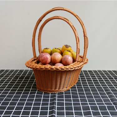 3 Rattan Woven Basket for Gifts Picnic Empty Fruit Gift Baskets Hand Woven Garden Holder Eco-friendly Plastic Storage