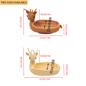 Handwoven Multi-Functional Animal Shape Food Plastic Fruit Wicker Gift Storage Baskets Tray for Serving Home Decoration