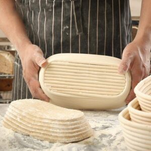 Wholesale Handmade Natural Rattan Oval Banneton Bread Proofing Basket 8 9 10 Inch for Sourdough Batard Baking