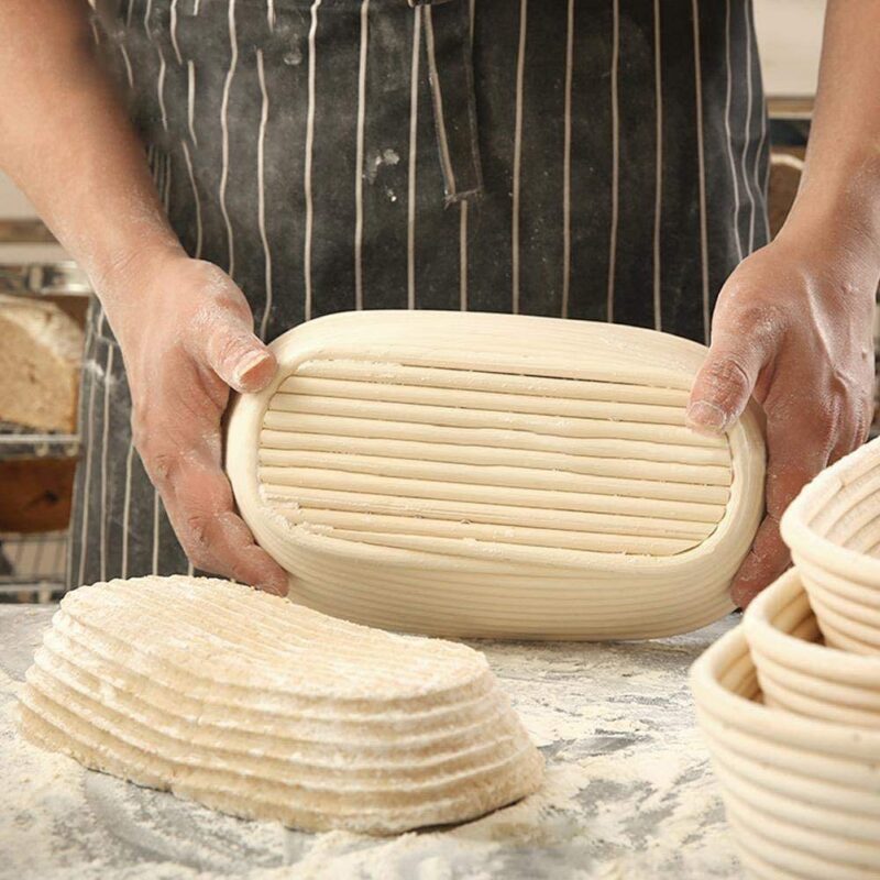 Wholesale Handmade Natural Rattan Oval Banneton Bread Proofing Basket 8 9 10 Inch for Sourdough Batard Baking