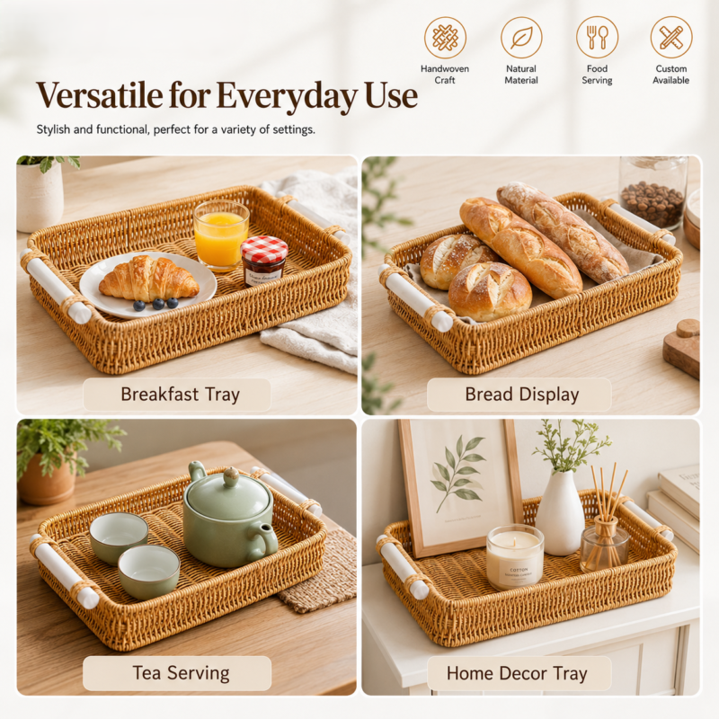 4 Factory Wholesale Handmade Rattan Basket Custom Natural Wicker Storage Basket OEM ODM Home Decor Supplier