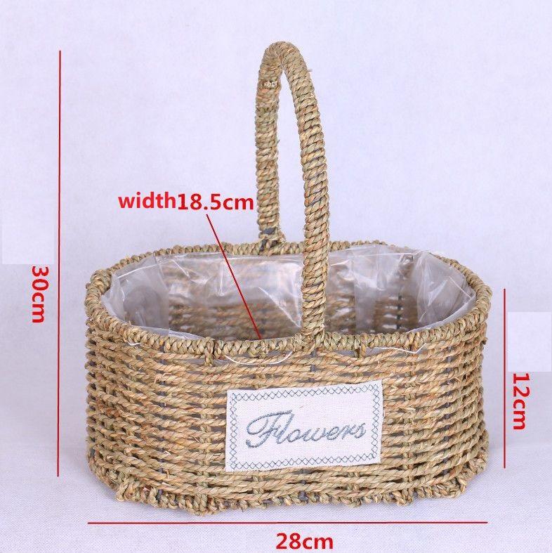 European Style Handmade Hanging Planter Fruit Flower Woven Rattan Wicker Gift Storage Baskets for Garden Interior Decoration