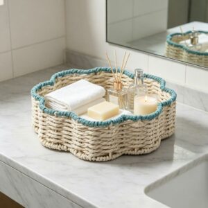 Modern Eco-Friendly Handmade Snacks Sugar Paper Rope Fruit Rattan Wicker Picnic Storage Baskets for Living Room Kitchen Desktop