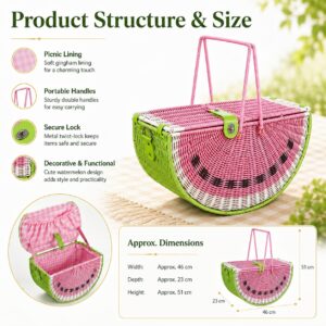 New Stylish Watermelon Shape Fruit Basket Handmade Woven Rattan Basket Natural Eco Friendly Kitchen Storage Basket