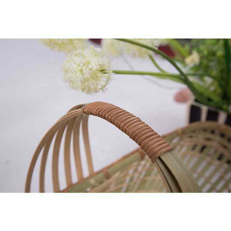 Home Decor Bamboo Basket Straw Rattan Handmade Organizer Eco-friendly Storage Baskets Boat Shape Bamboo Storage decor