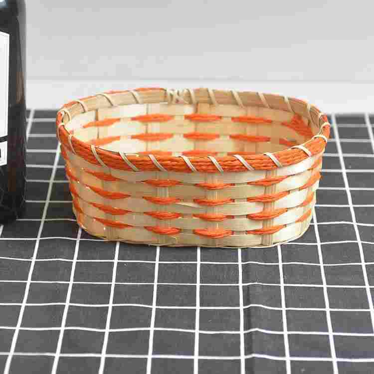 Hot Sales Hand Woven Bamboo Basket Small Decorate Oval Colorful Handmade Gift Storage Baskets