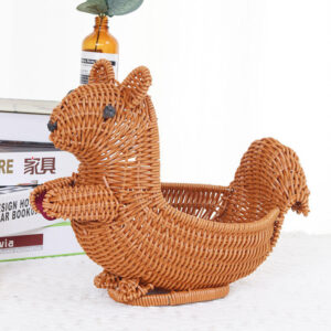 Wholesale Eco Friendly Handmade Animal Shape Snack Plastic Fruit Rattan Picnic Gift Storage Baskets for Desktop Living Room