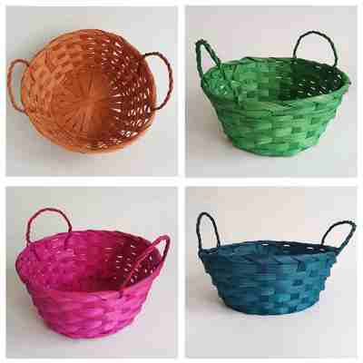 Wholesale China Cheap Mini Storage Tray Flower Decorative Basket Bamboo Egg Easter Baskets With Handle Wicker Plastic