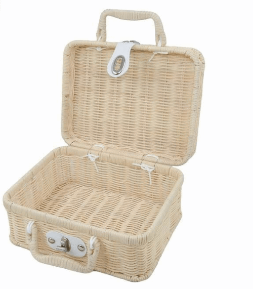 Factory Direct Sustainable Handmade Vintage Rectangle Large Capacity Rattan Picnic Gift Storage Basket Lid Camping Outdoor