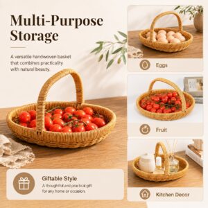 Boho Eco Friendly Handmade Oval Egg Plastic Flower Fruit Woven Wicker Gift Storage Baskets With Handle Restaurant Kitchen