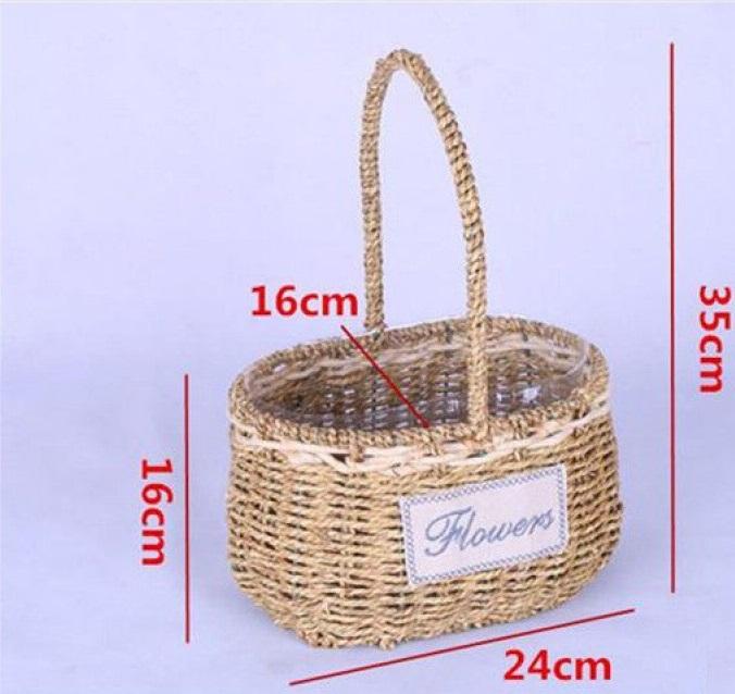 European Style Handmade Hanging Planter Fruit Flower Woven Rattan Wicker Gift Storage Baskets for Garden Interior Decoration