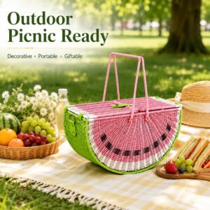 New Stylish Watermelon Shape Fruit Basket Handmade Woven Rattan Basket Natural Eco Friendly Kitchen Storage Basket