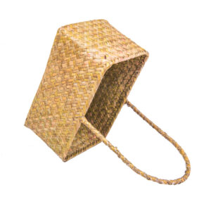 Handmade Rectangle Set of 2 Rattan Straw Basket Woven Seagrass Basket Valentine Gift Flower Basket With Handle