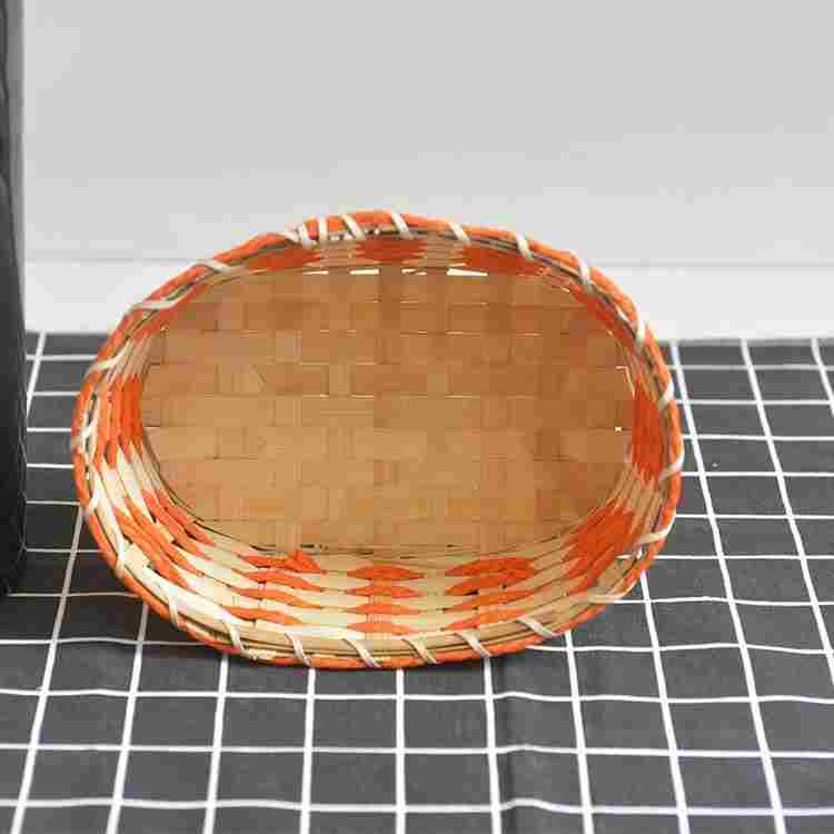 Hot Sales Hand Woven Bamboo Basket Small Decorate Oval Colorful Handmade Gift Storage Baskets