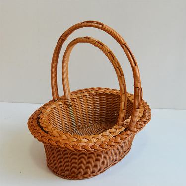 5 Rattan Woven Basket for Gifts Picnic Empty Fruit Gift Baskets Hand Woven Garden Holder Eco-friendly Plastic Storage