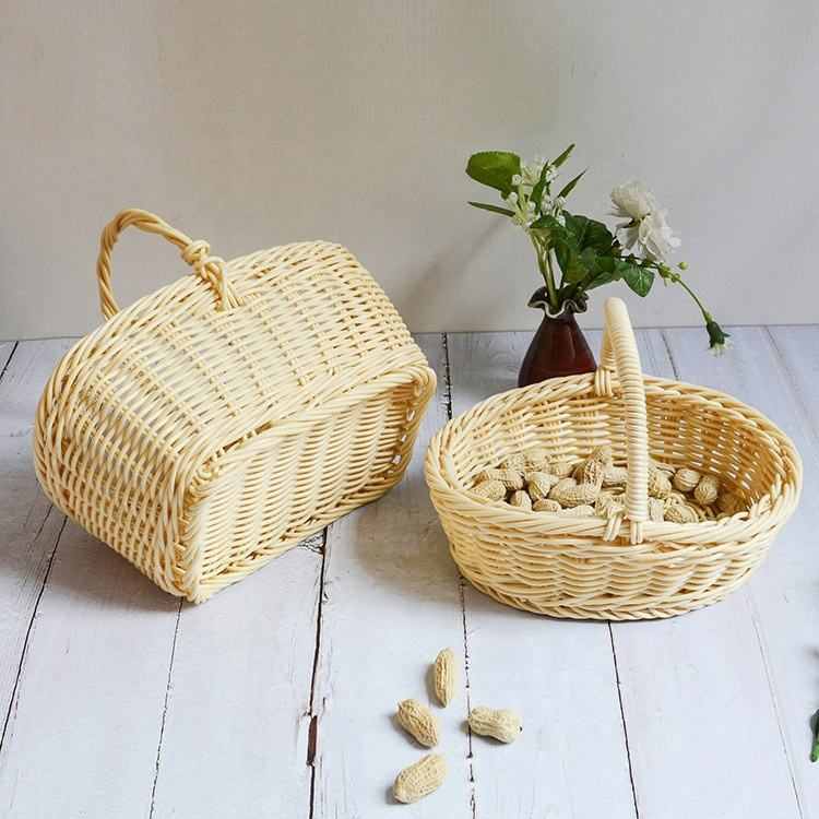 Woven Storage Baskets Fast Food Tray Plastic Basket With Handles Noodle Board Eco-friendly Storage Boxes & Bins With Handle