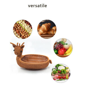 Handwoven Multi-Functional Animal Shape Food Plastic Fruit Wicker Gift Storage Baskets Tray for Serving Home Decoration