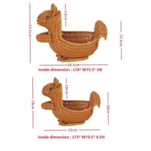 Wholesale Eco Friendly Handmade Animal Shape Snack Plastic Fruit Rattan Picnic Gift Storage Baskets for Desktop Living Room