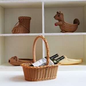 6 Rattan Woven Basket for Gifts Picnic Empty Fruit Gift Baskets Hand Woven Garden Holder Eco-friendly Plastic Storage