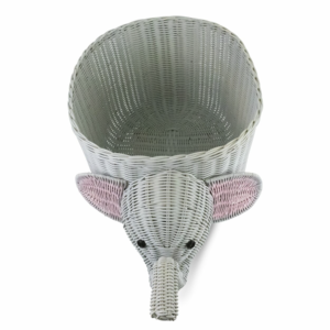 Handmade Elephant Shape Storage Basket Eco-Friendly Woven Rattan Toy Organizer for Nursery & Children's Room Decor
