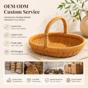 Boho Eco Friendly Handmade Oval Egg Plastic Flower Fruit Woven Wicker Gift Storage Baskets With Handle Restaurant Kitchen
