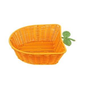 New Style Sustainable Handmade Portable Eggplant Plastic Fruit Woven Rattan Picnic Storage Baskets for Living Room Restaurant