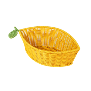 New Style Sustainable Handmade Portable Eggplant Plastic Fruit Woven Rattan Picnic Storage Baskets for Living Room Restaurant