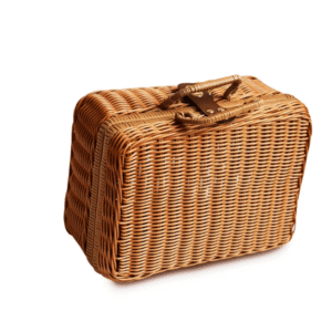 Factory Direct Sustainable Handmade Colorful Portable Plastic Fruit Rattan Picnic Gift Storage Baskets With Lid Handle Camping