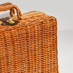 Ready to Ship Handmade Woven Picnic Basket Hamper Shopping Vintage Basket With Lid and Handle for Camping for Shopping
