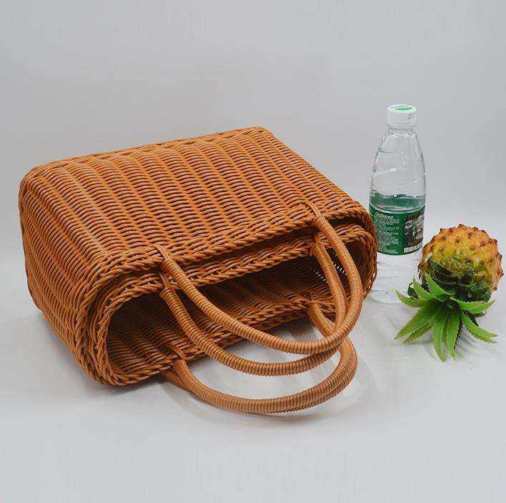 Guangxi Bobai Handmade Weaving Plastic Shopping Basket: Washable High-Load PP Rattan Storage Tote for Supermarket & Home