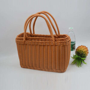 Guangxi Bobai Handmade Weaving Plastic Shopping Basket: Washable High-Load PP Rattan Storage Tote for Supermarket & Home