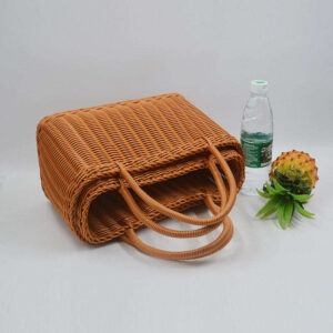 Guangxi Bobai Handmade Weaving Plastic Shopping Basket: Washable High-Load PP Rattan Storage Tote for Supermarket & Home