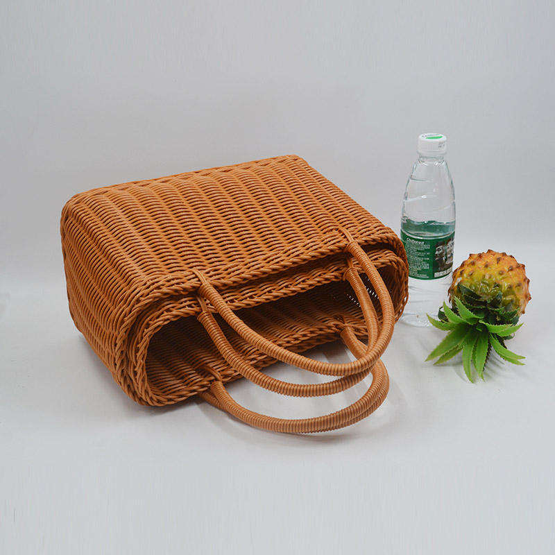 Guangxi Bobai Handmade Weaving Plastic Shopping Basket: Washable High-Load PP Rattan Storage Tote for Supermarket & Home