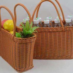 Guangxi Bobai Handmade Weaving Plastic Shopping Basket: Washable High-Load PP Rattan Storage Tote for Supermarket & Home