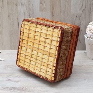 Wicker Rattan Custom Vintage Small Rurality Hamper With Lid and Handle Rectangular Woven Bamboo Picnic Basket